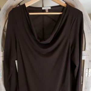 Roz & Ali Brown knit tunic Asym 1X